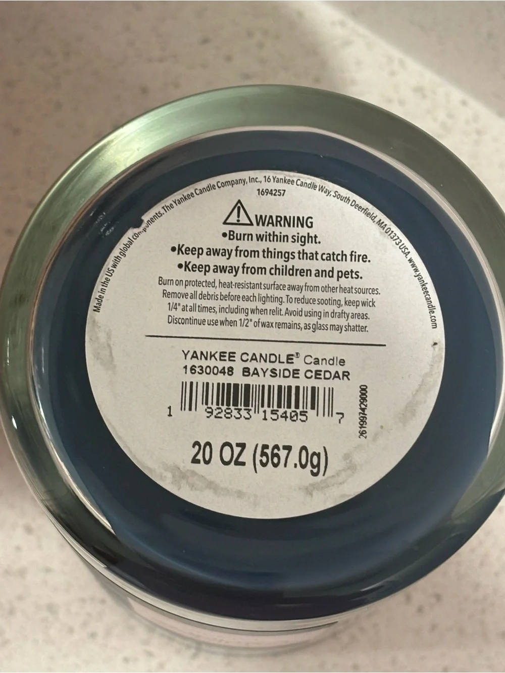 Yankee Candle Bayside Cedar Deep Blue Jar with Silver Lid